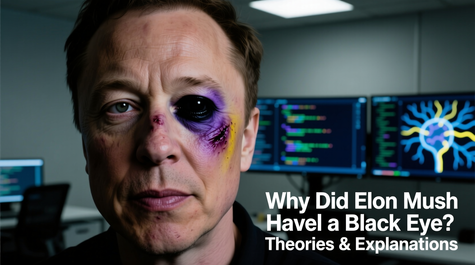 why did elon musk have a black eye theories and explanations