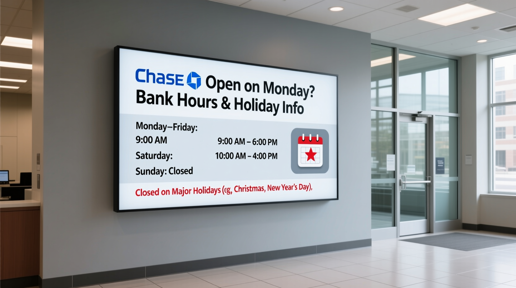 is chase open on monday
