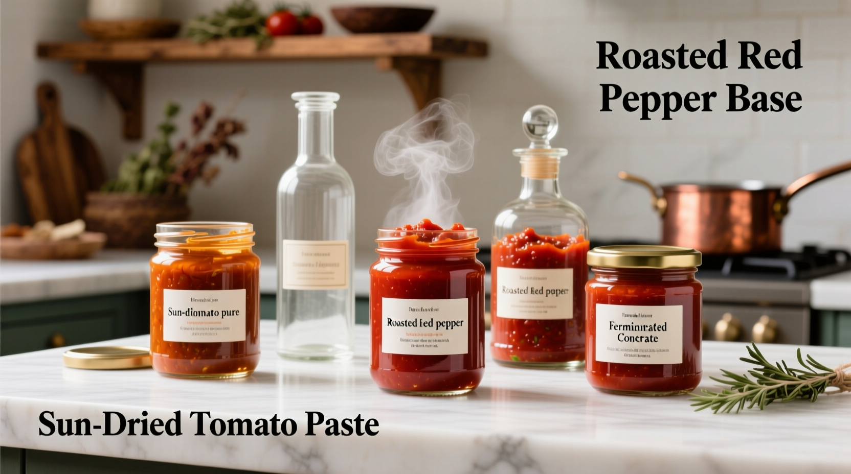 Tomato paste alternatives in glass containers