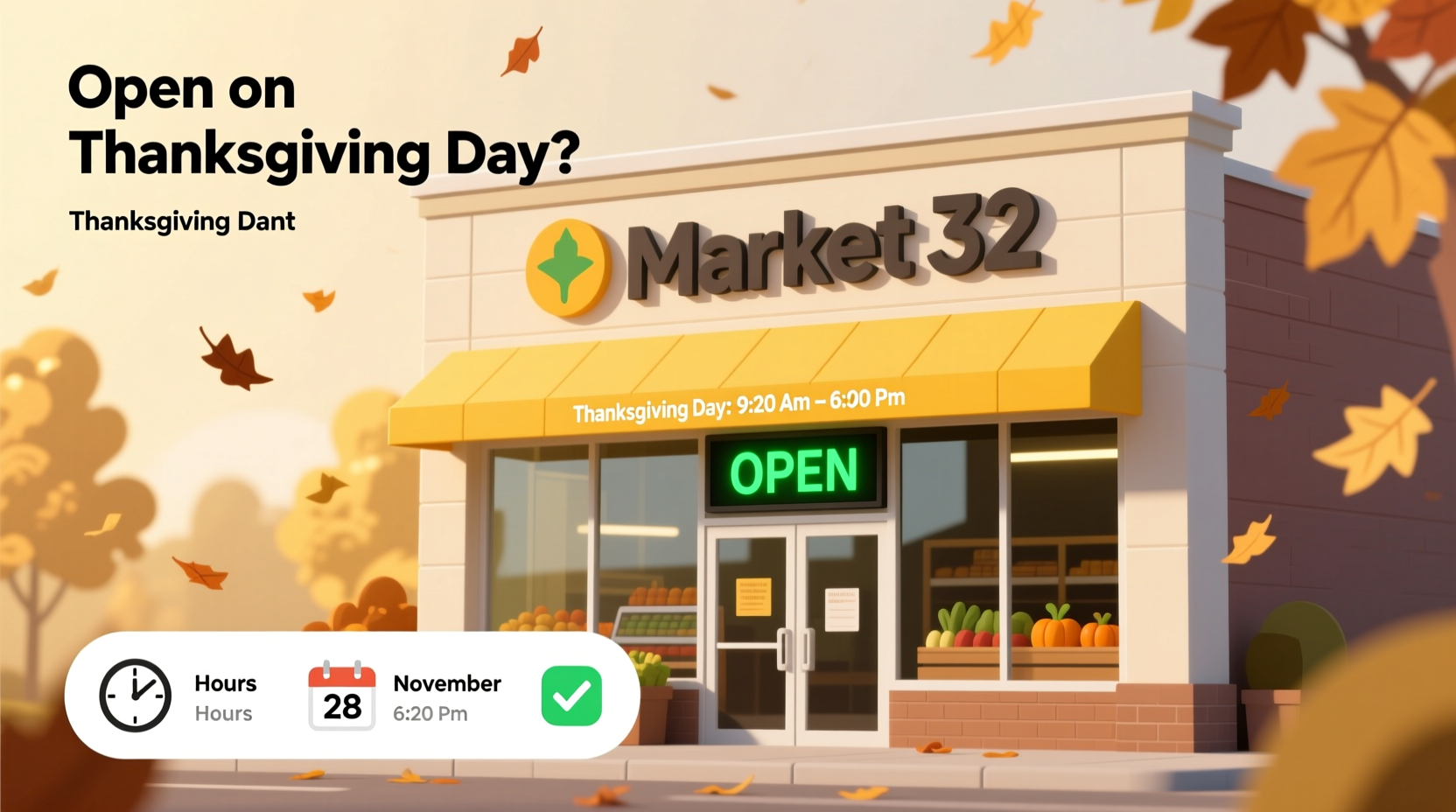is market 32 open on thanksgiving day