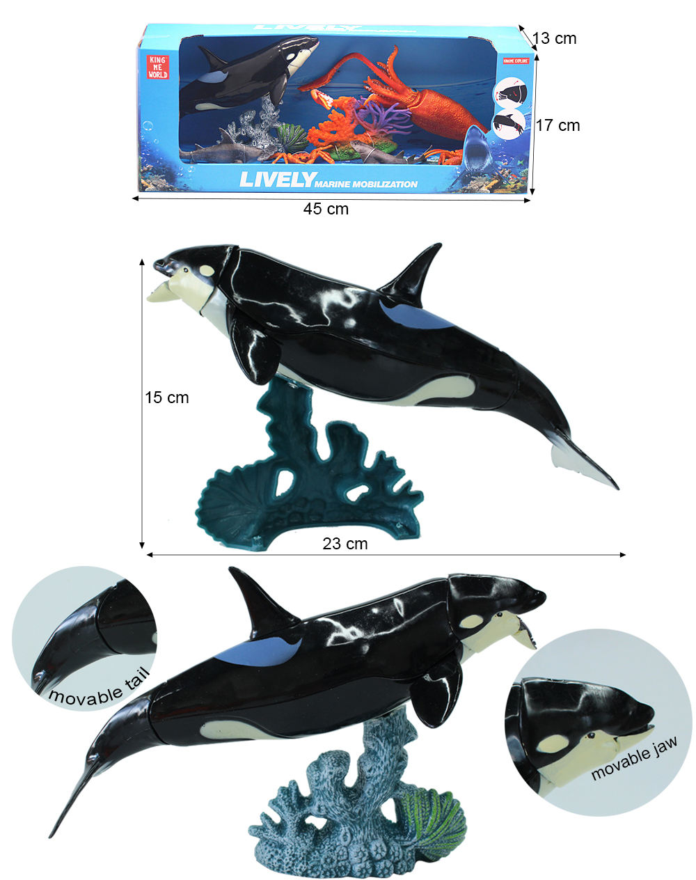 シャーク・オクトパス・クラブ 動く海洋生物フィギュアセット PVC製