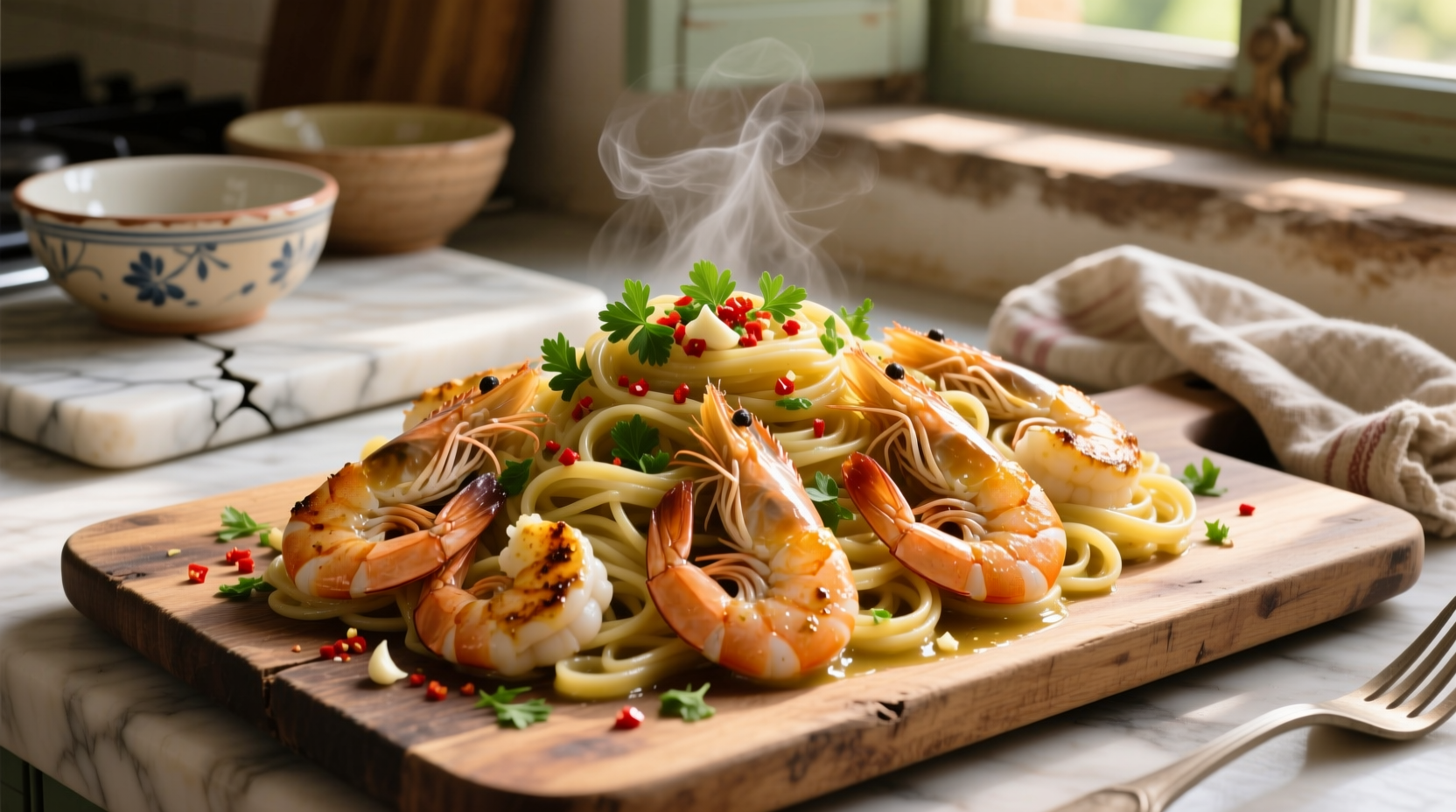 garlic shrimp linguine