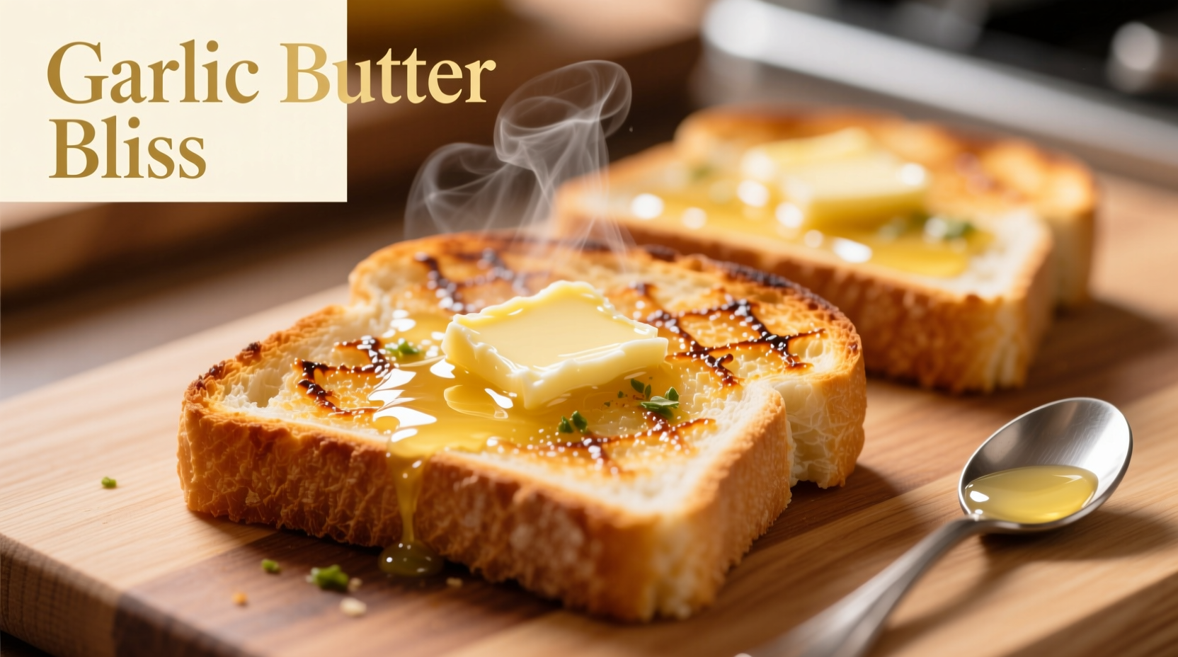 Golden air fryer garlic toast with melted butter