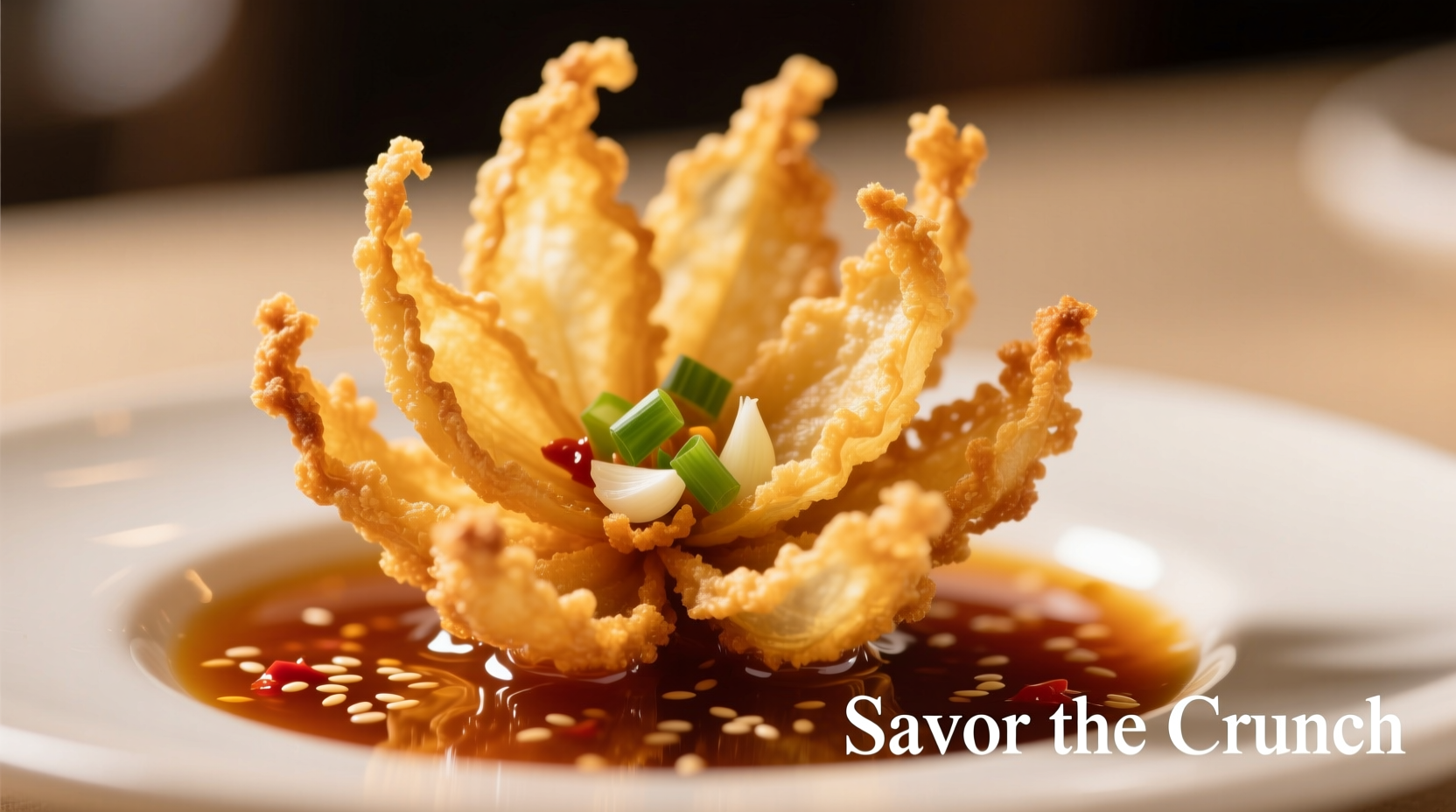 Crispy golden onion blossom with dipping sauce