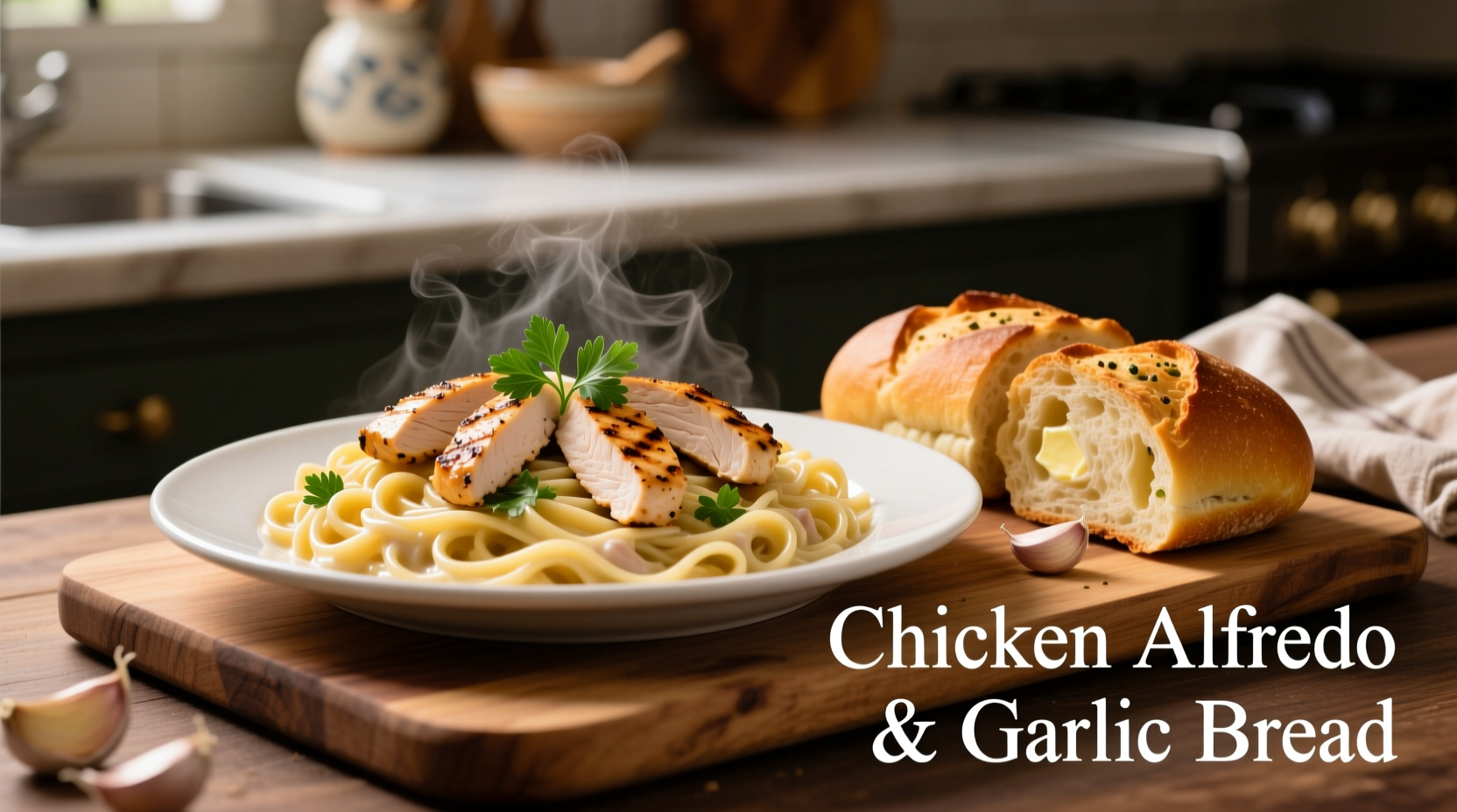 Perfect Chicken Alfredo with Garlic Bread Recipe