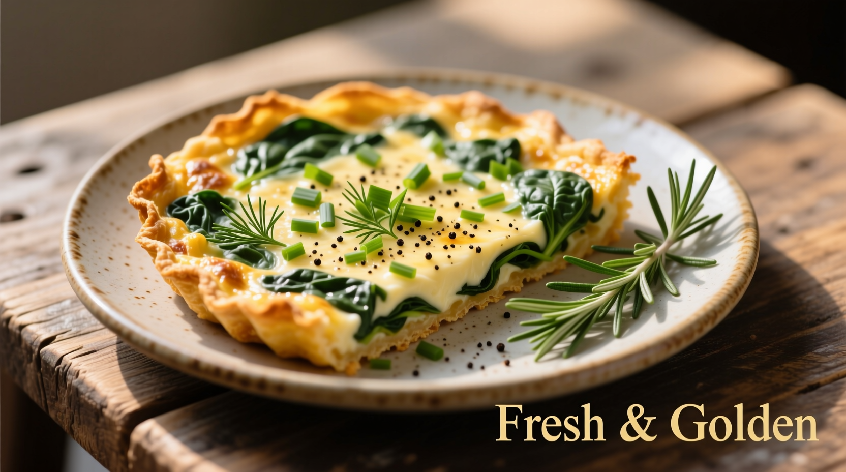 Golden spinach fritata with fresh herbs