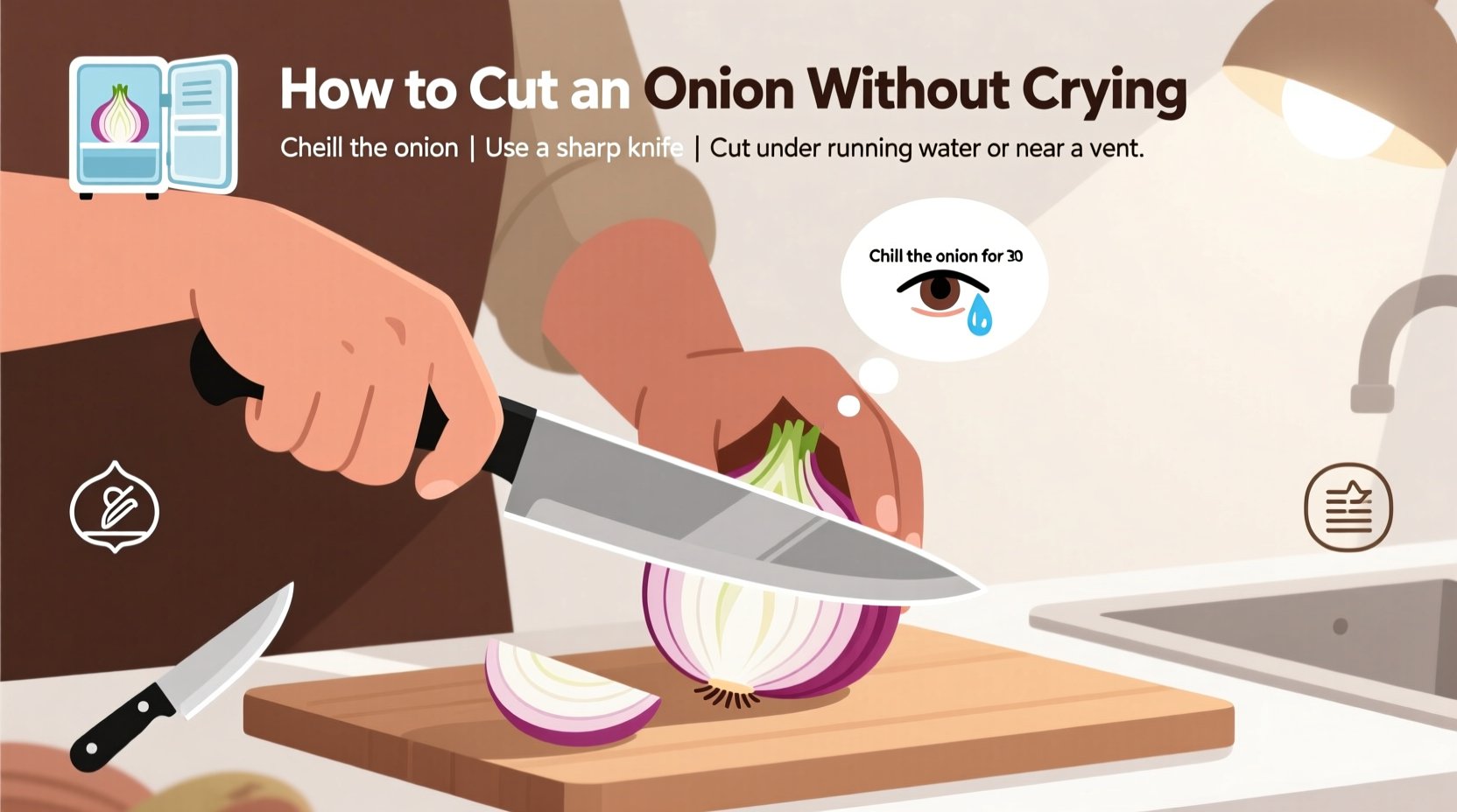how not to cry when cutting an onion