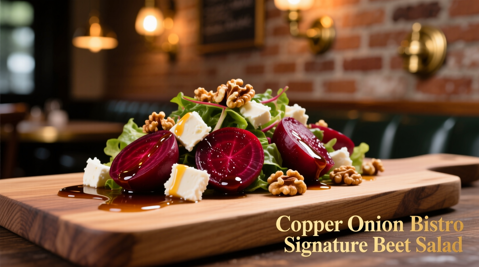 Copper Onion Bistro signature beet salad with goat cheese