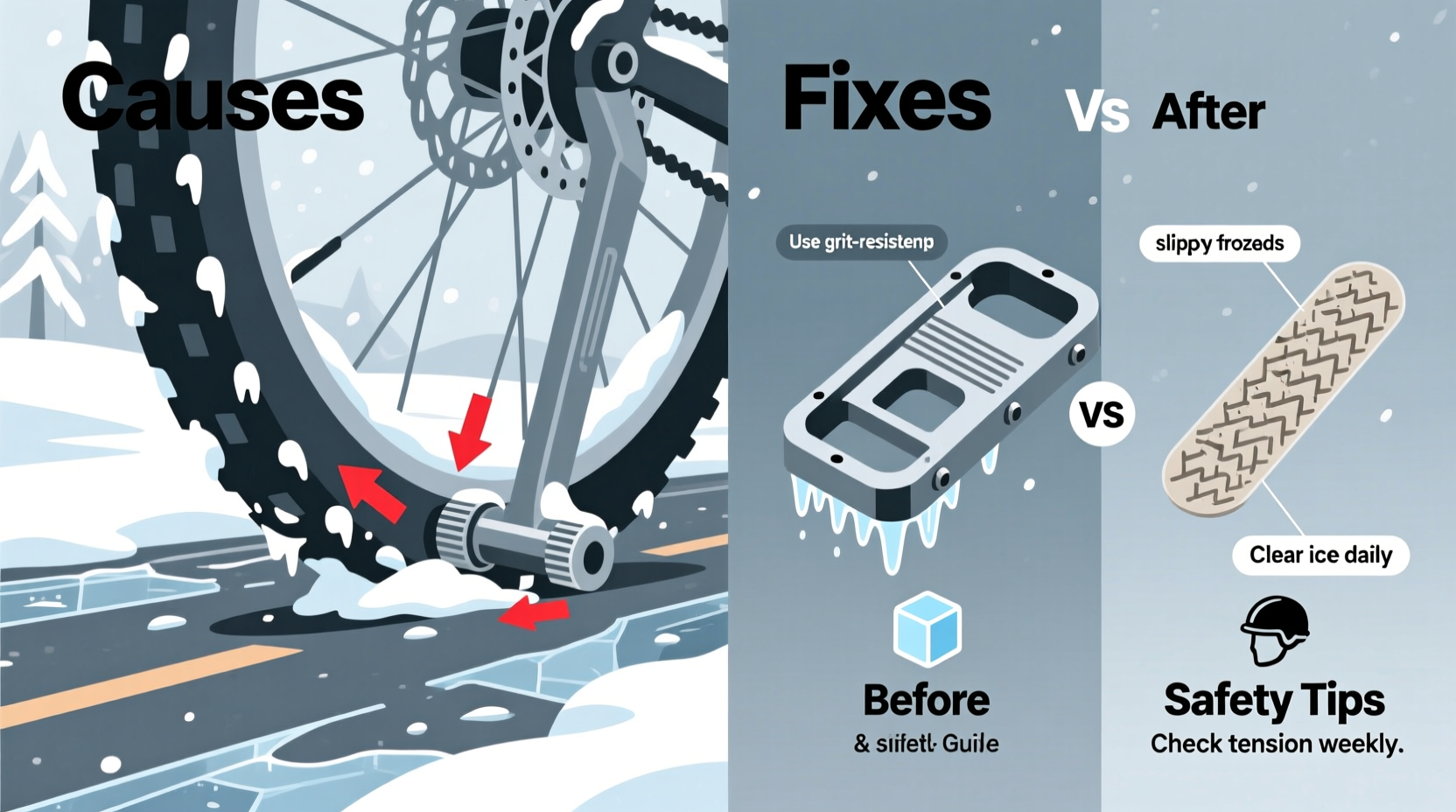steel pedal slippage winter