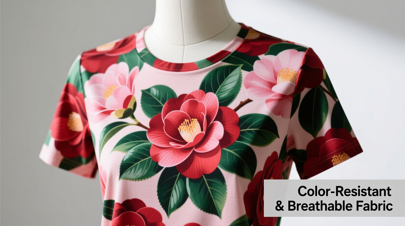 how to maintain vibrant colors and fabric quality in camellia print short sleeve t shirts