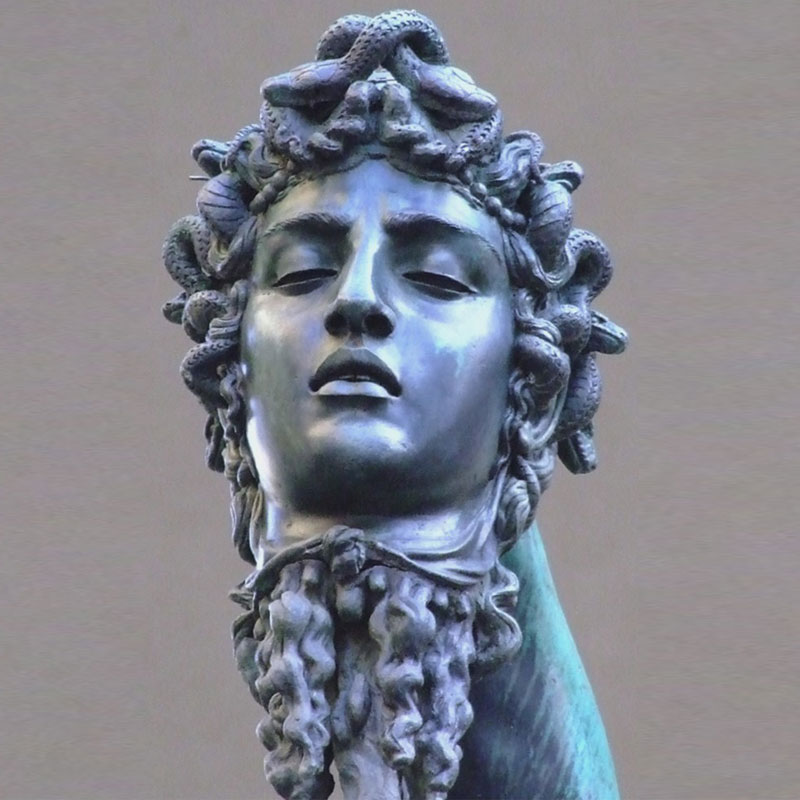 希腊神话人物雕像失蜡铸造青铜美杜莎蛇发女怪头胸围基础上雕像