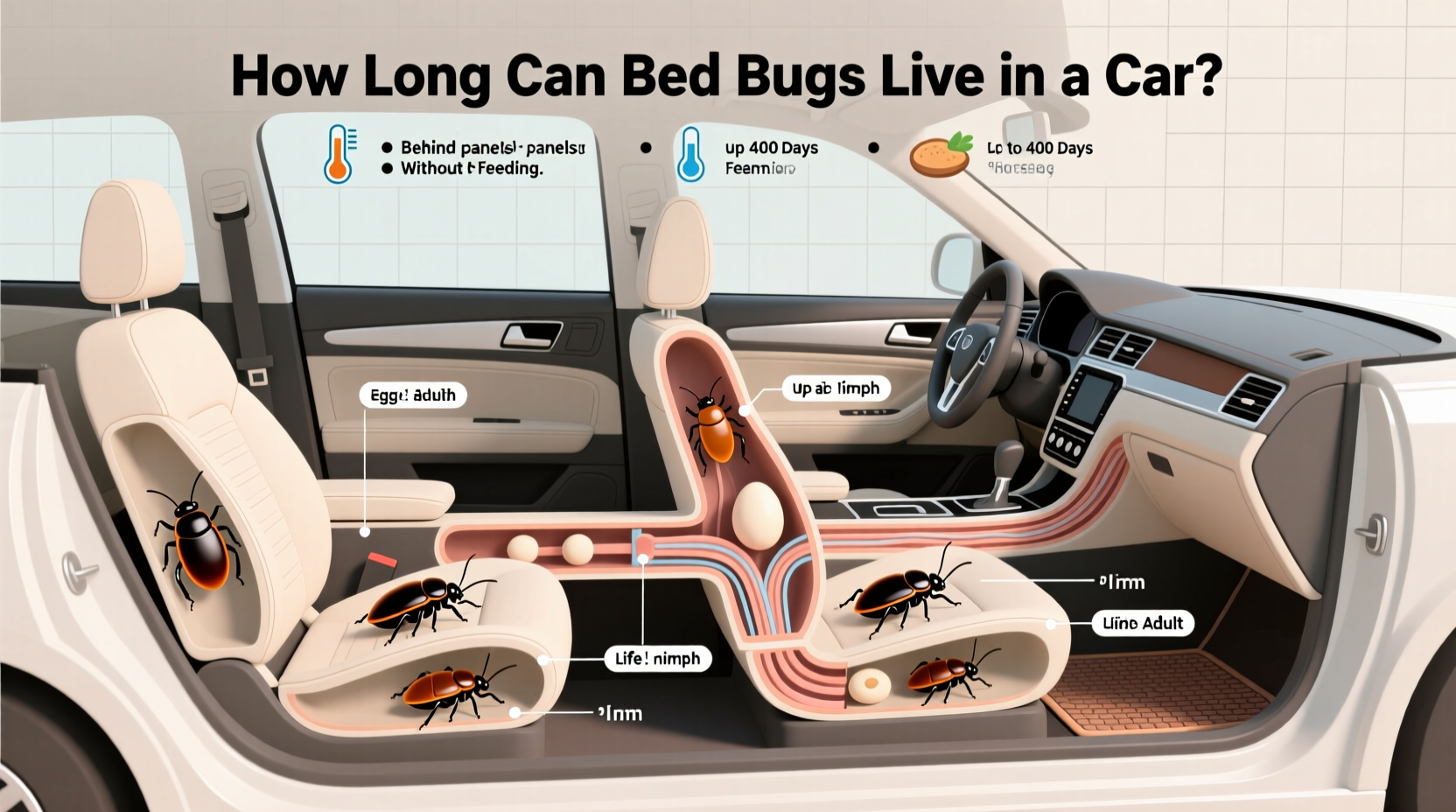 how long can bed bugs live in a car