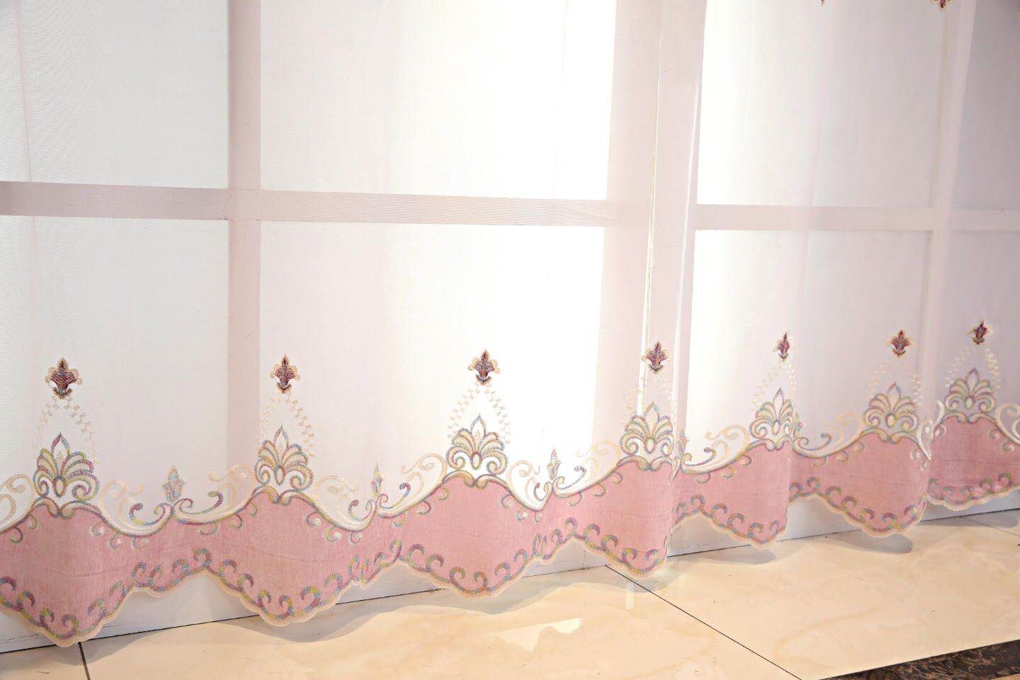 European luxury style curtain design and cheap price embroidery sheer fabric embroidered curtain