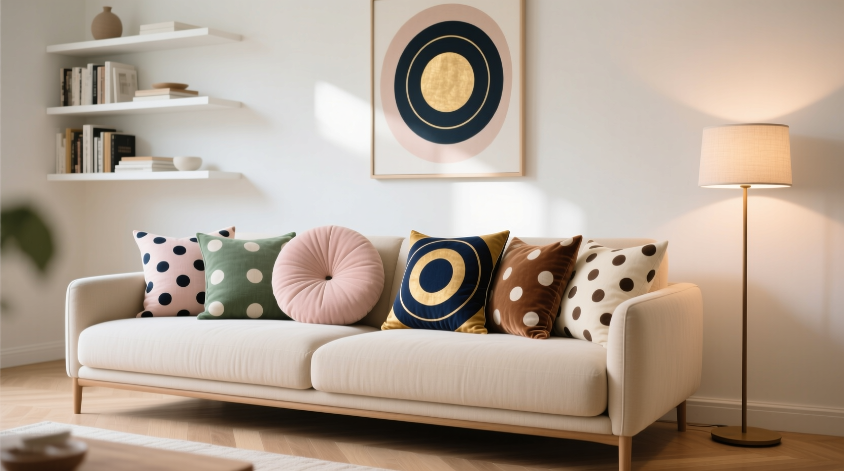creative ways to style your space with circle and dot pattern pillows