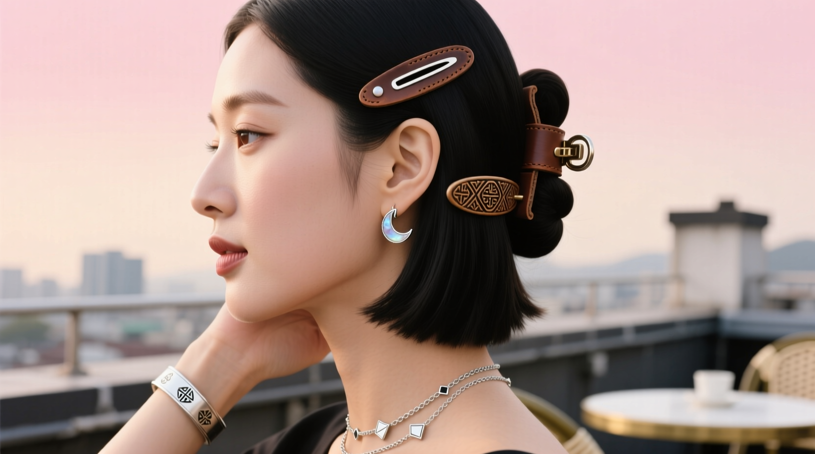 unique ways to style vintage leather hairpins with chic korean jewelry for a trendy look