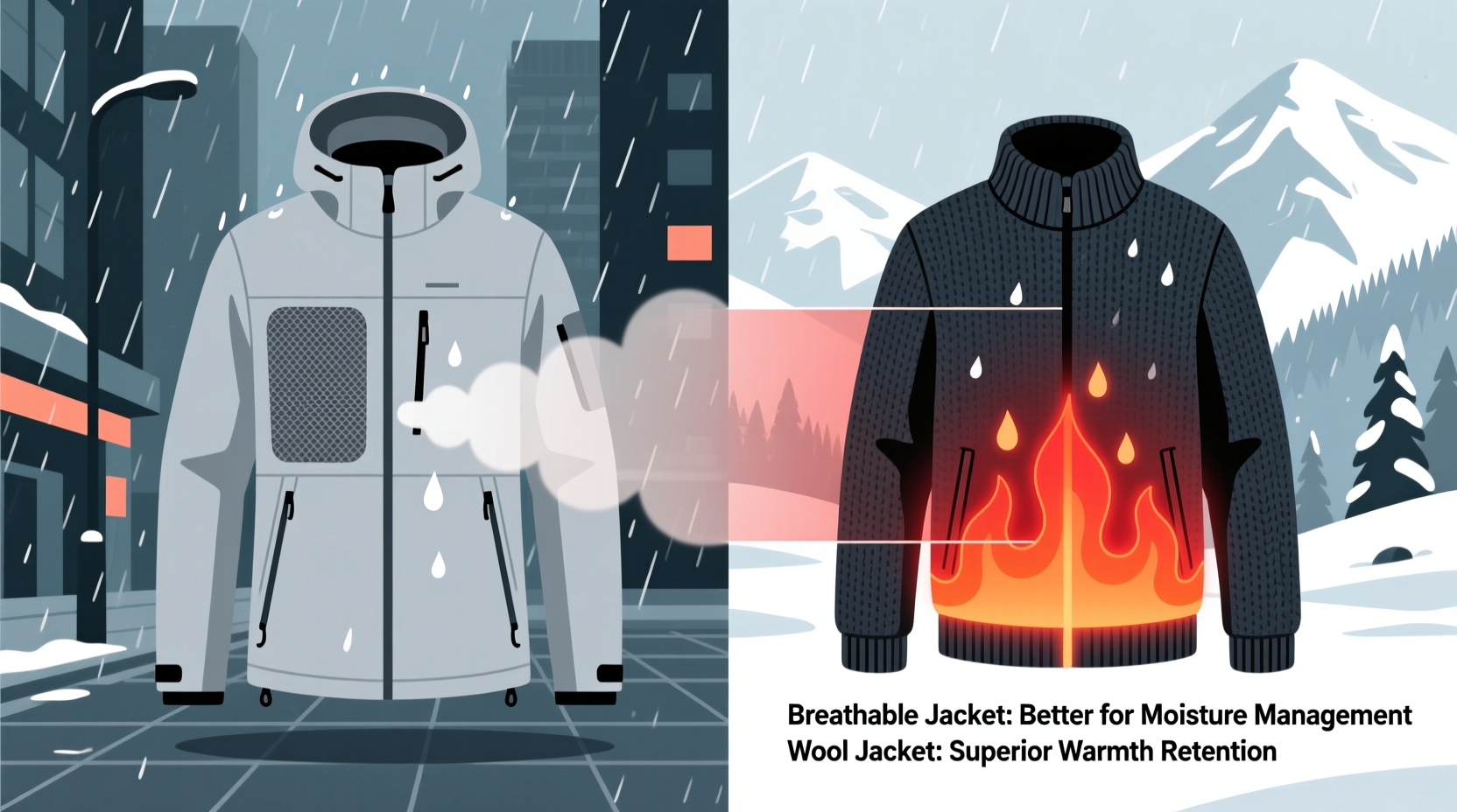 breathable jacket vs wool jacket which one is actually better for staying dry and warm