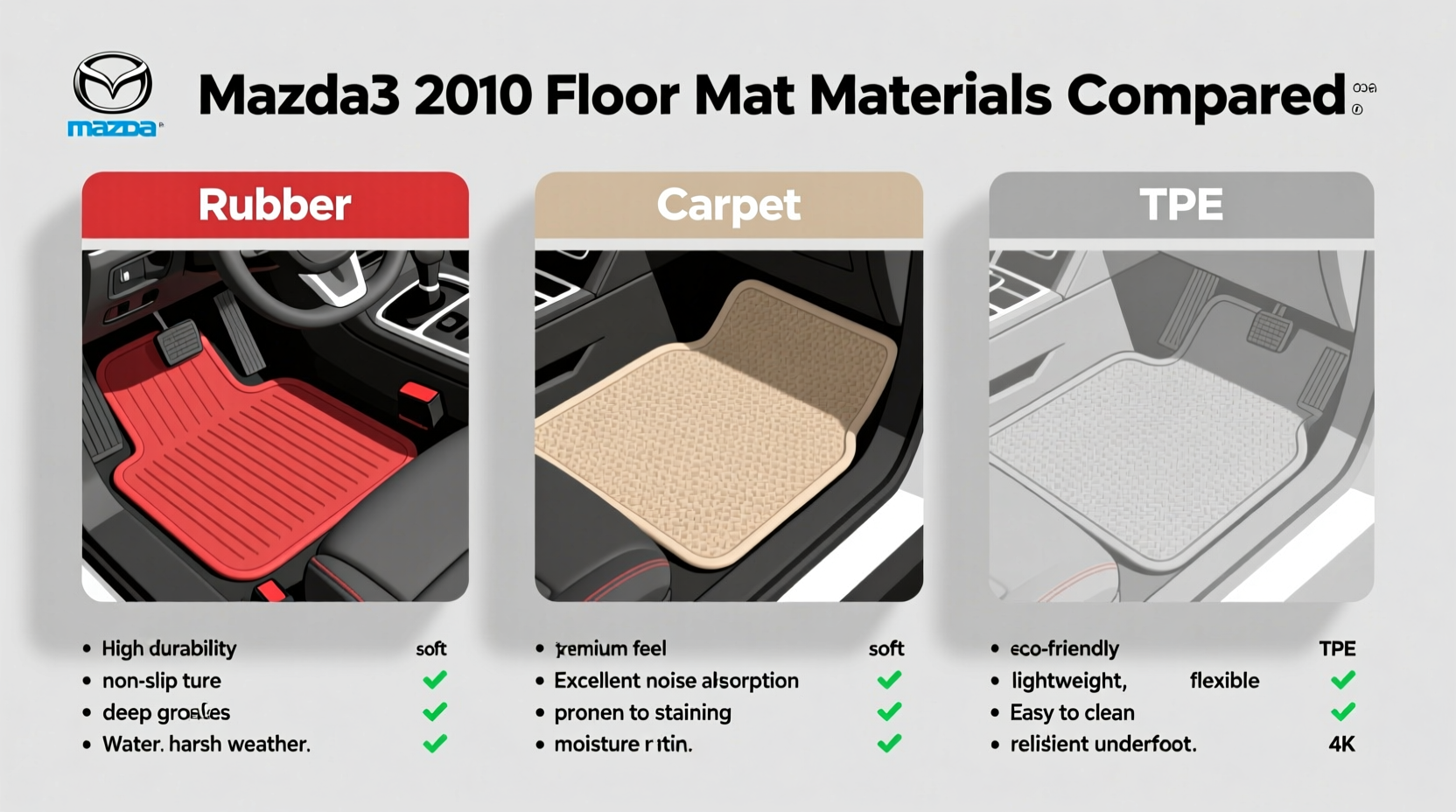 mazda3 2010 mat material comparison