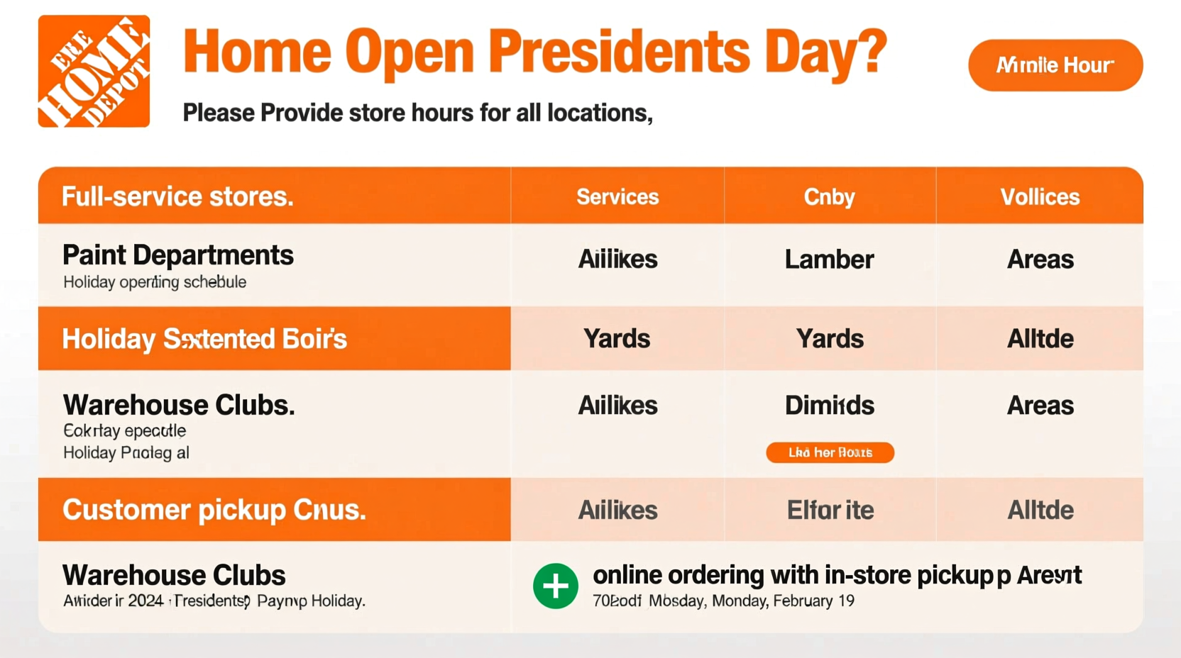 is home depot open on presidents day