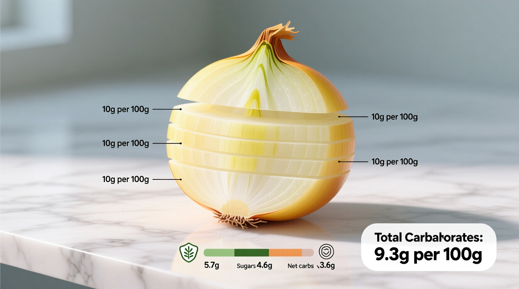 how many carbohydrates are in an onion