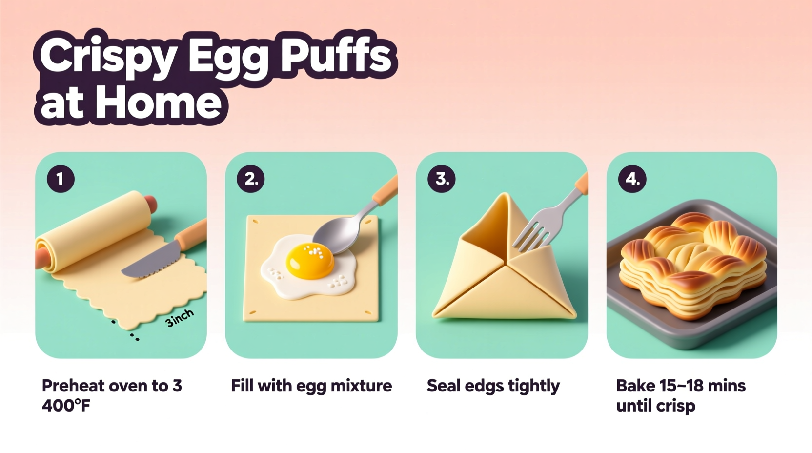 step by step guide how to make crispy egg puffs using pastry sheets at home