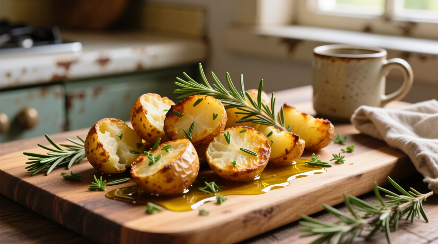 Golden roasted breakfast potatoes with herbs