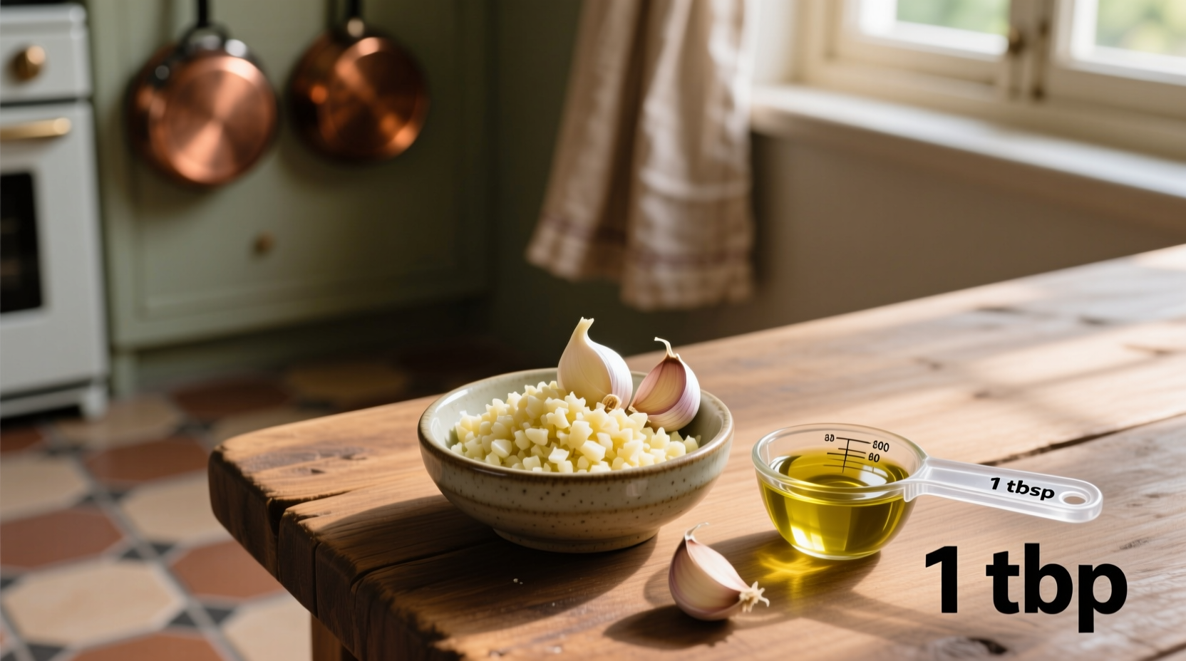 3 cloves of garlic to tablespoons