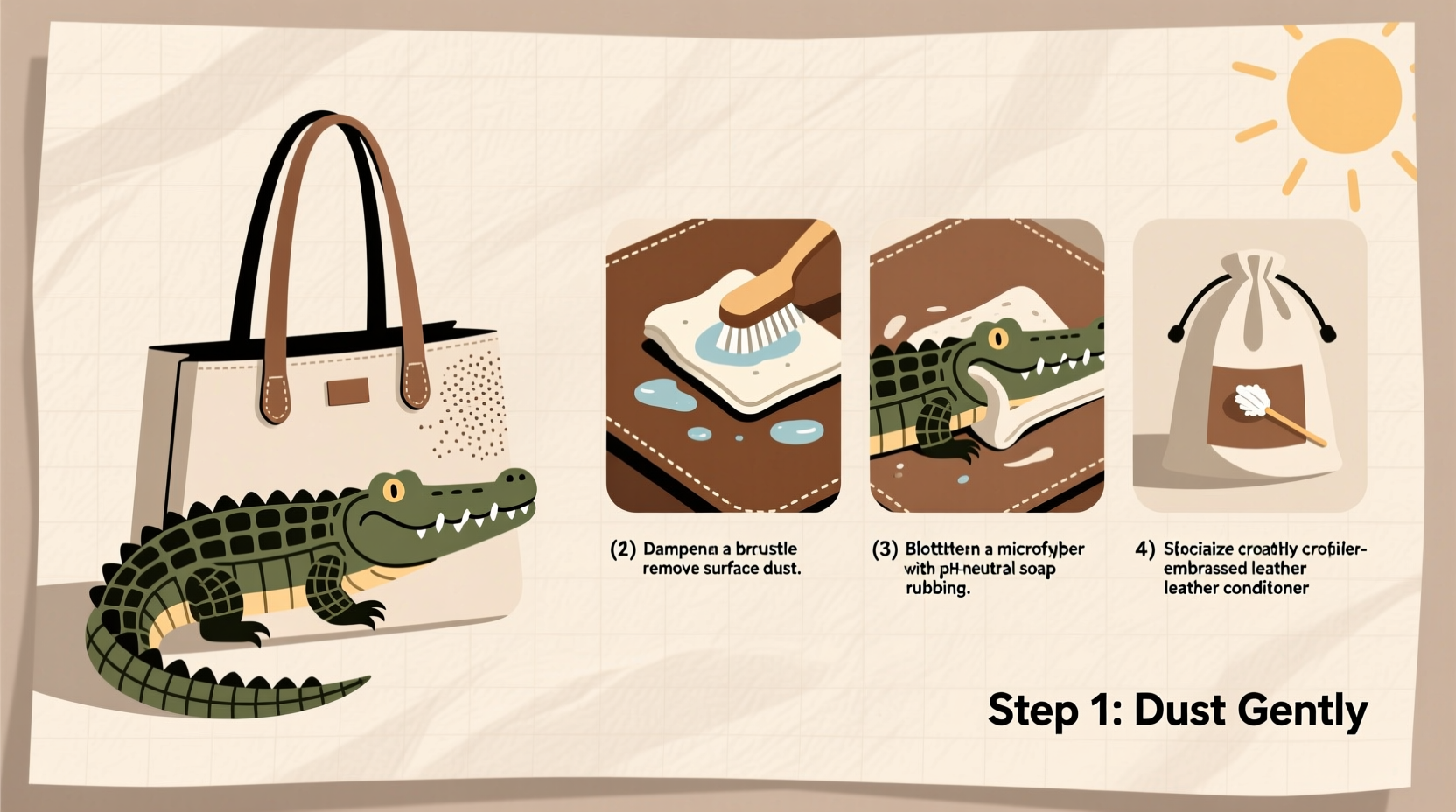 a step by step guide to effectively clean and preserve your crocodile pattern tote bag