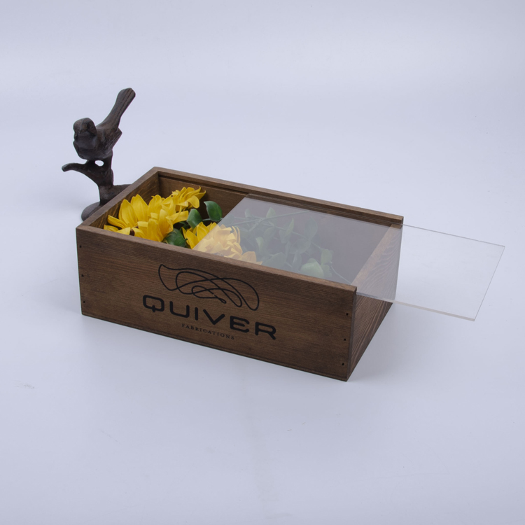 Wooden Box factory customization oem & odm Custom Natural Transparent Solid Wood Packing Box With Clear Acrylic Glass Lid