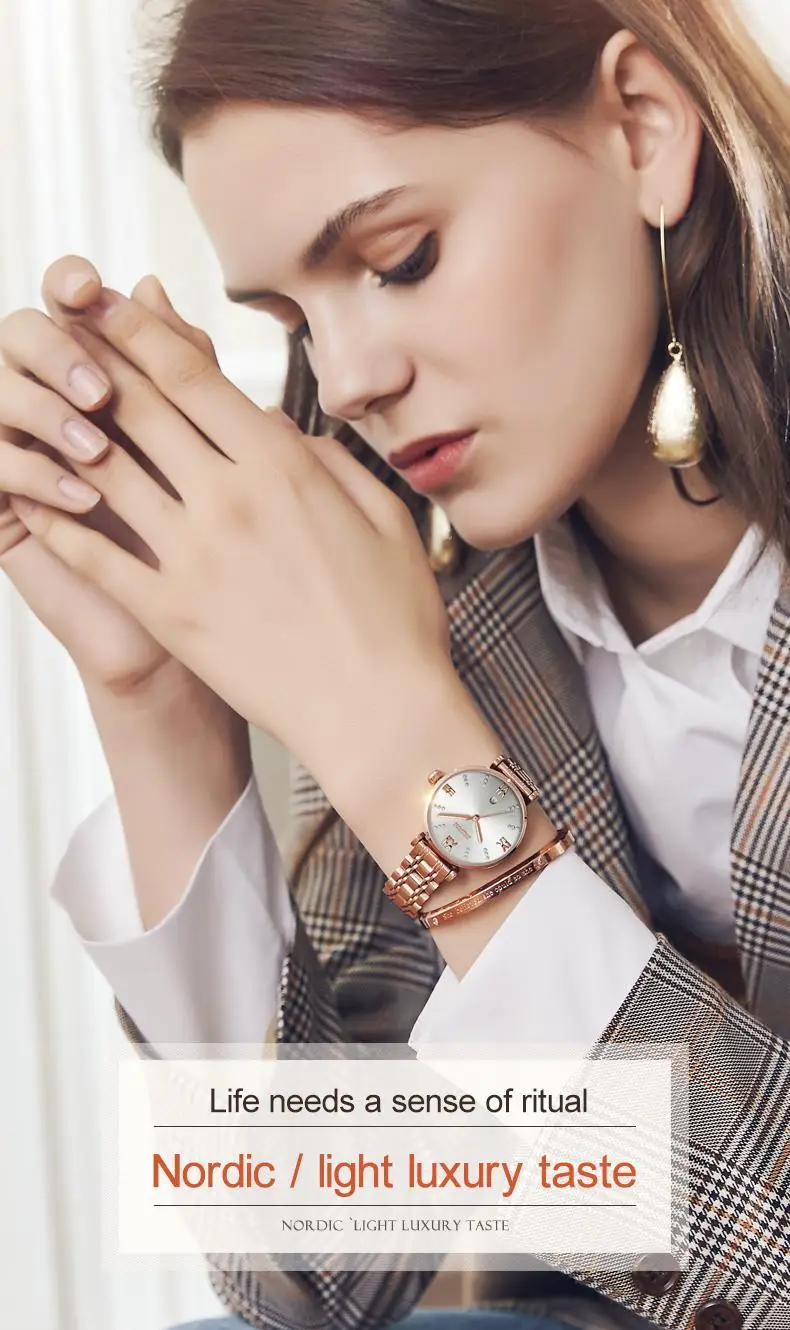 Women Watch Top Luxury Brand JSDUN Fashion Business Minimalist WristWatch Steel Band Movt Mechanical Hand Clock 2020