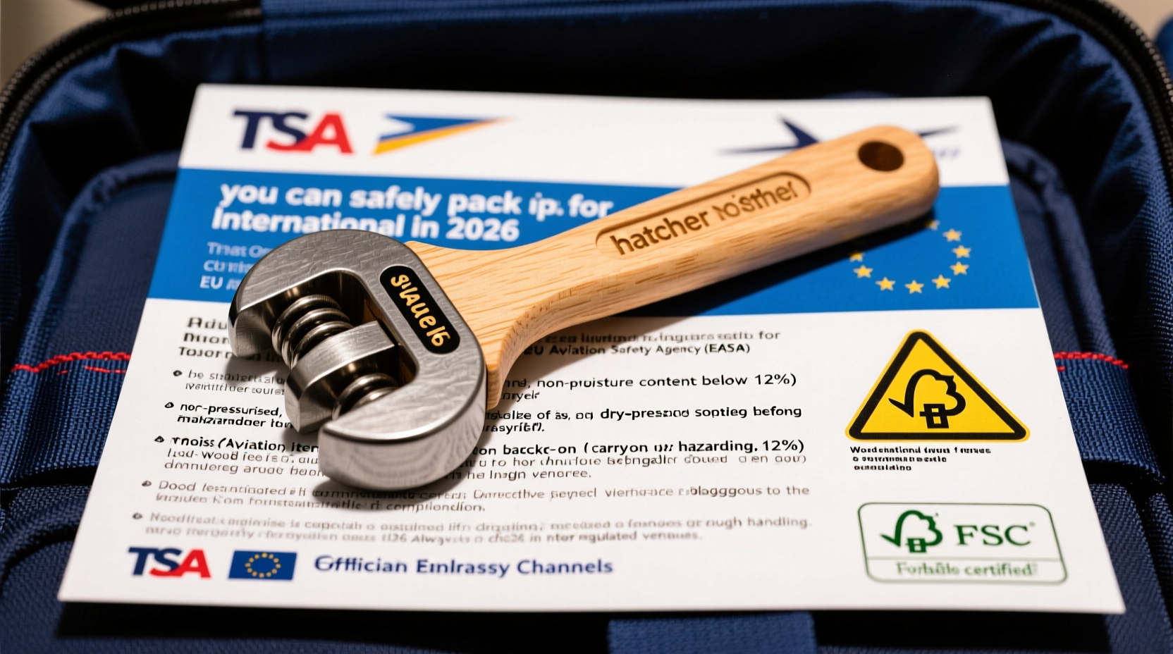 Can you safely pack a wooden ratchet noisemaker in carry-on luggage for international touring in 2026? TSA, EU aviation noise rules, and wood moisture compliance check