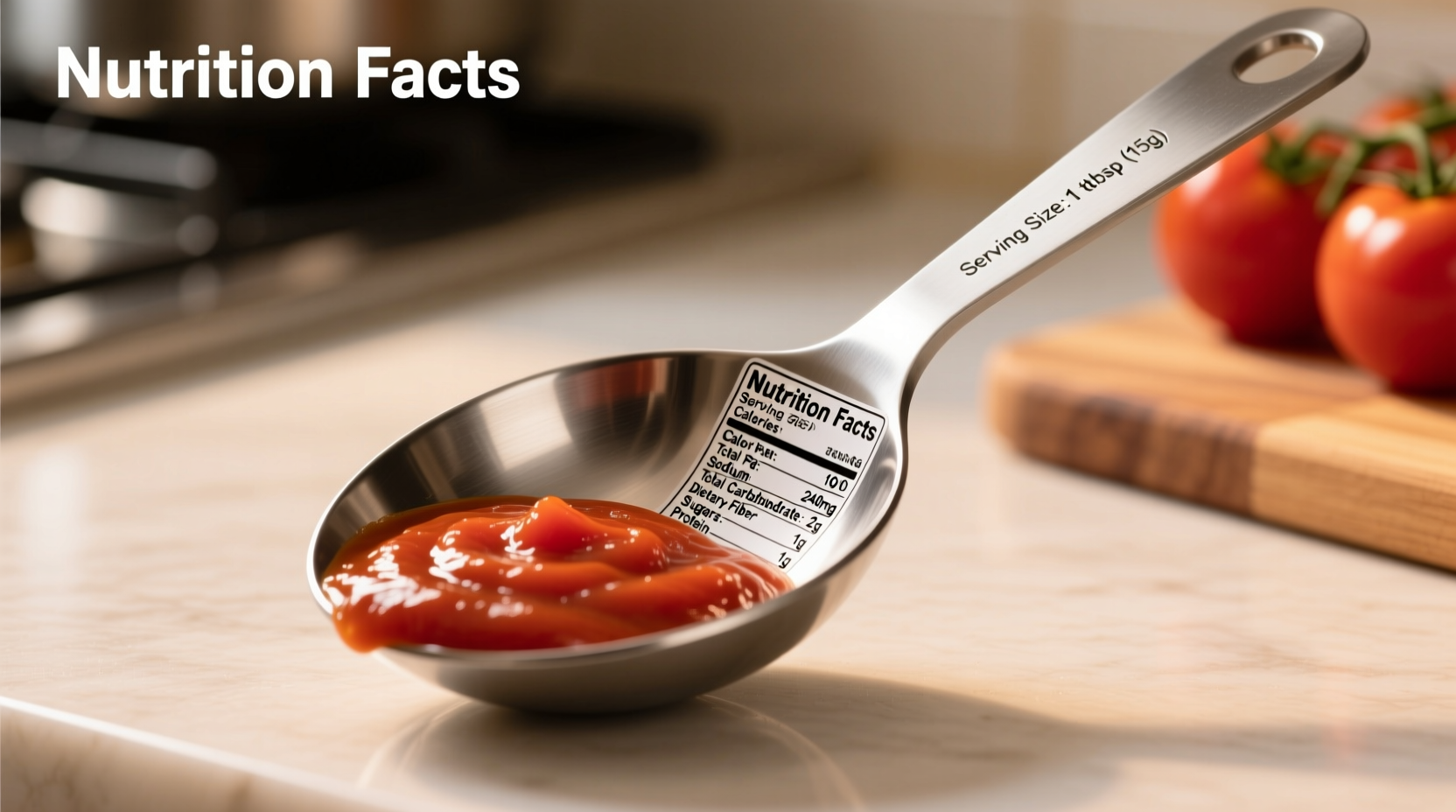 Tomato paste nutrition facts on measuring spoon