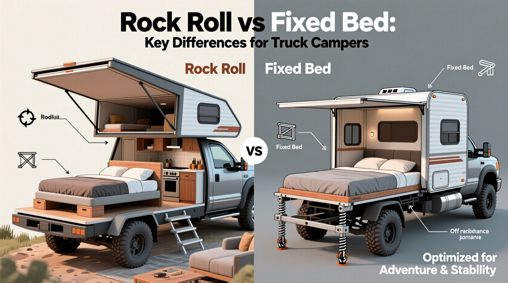 Rock Roll vs Fixed Bed: Key Differences for Truck Campers