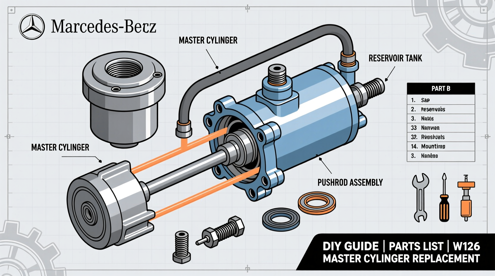 w126 master cylinder replace