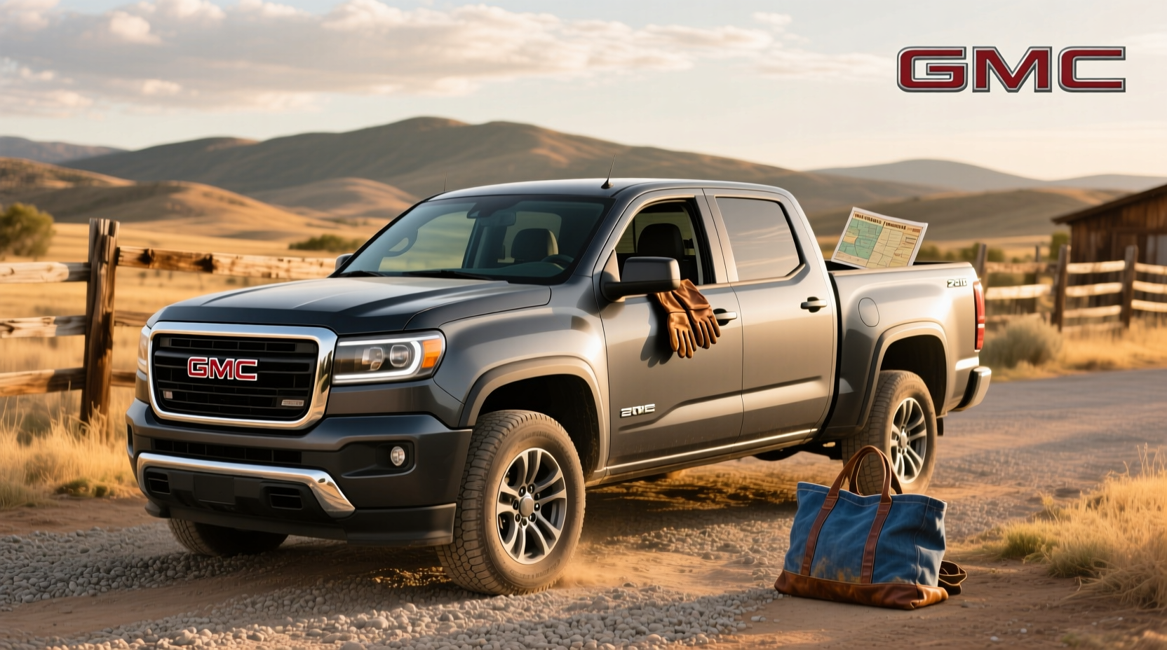 Used GMC Canyon pickup trucks parked in row