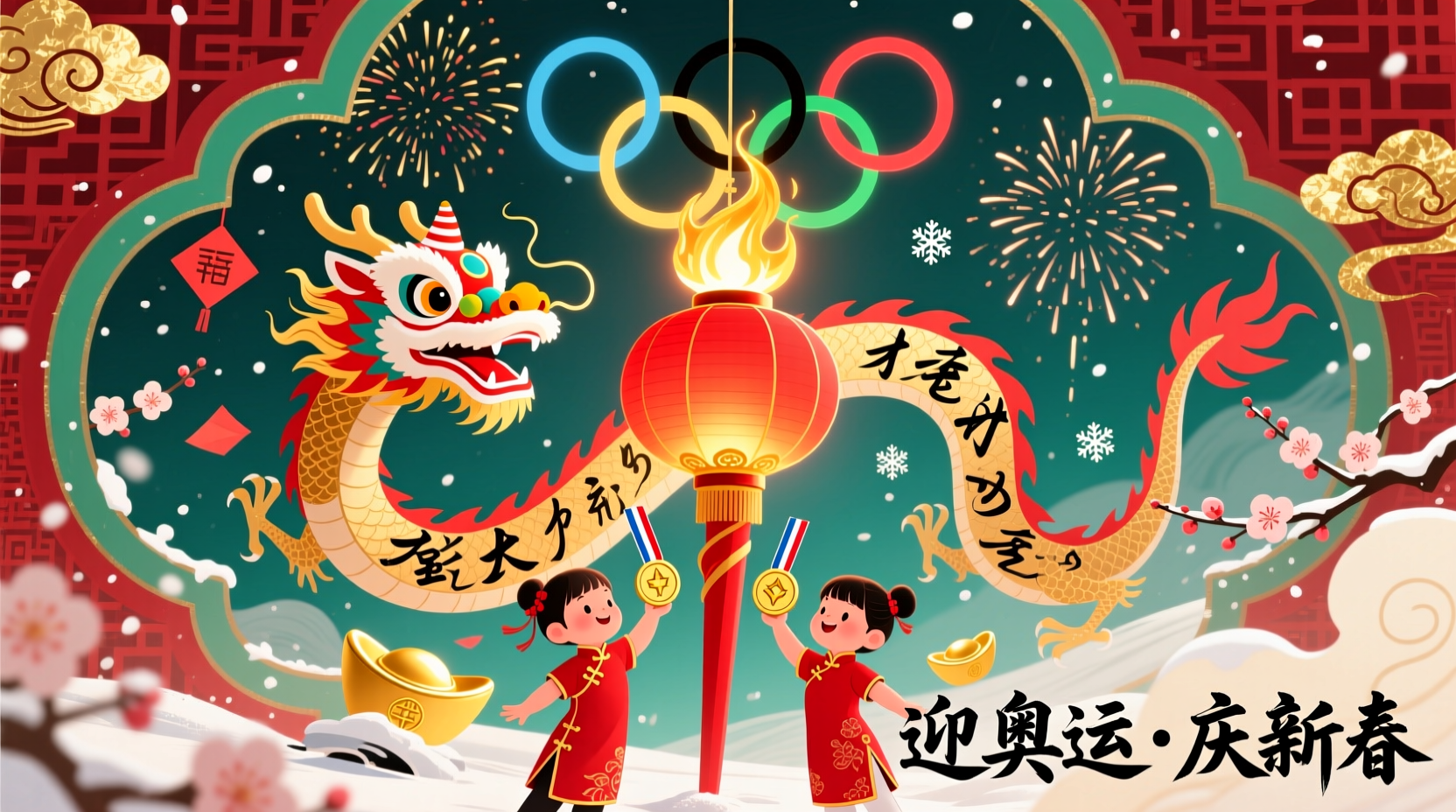 how to draw olympics in chinese new year