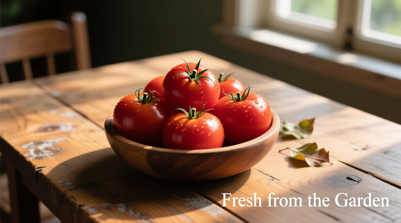 Fresh red tomatoes on wooden table