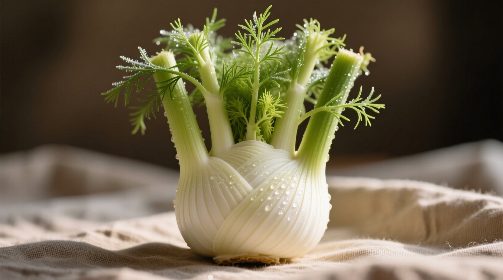 Fresh fennel bulb with feathery green fronds