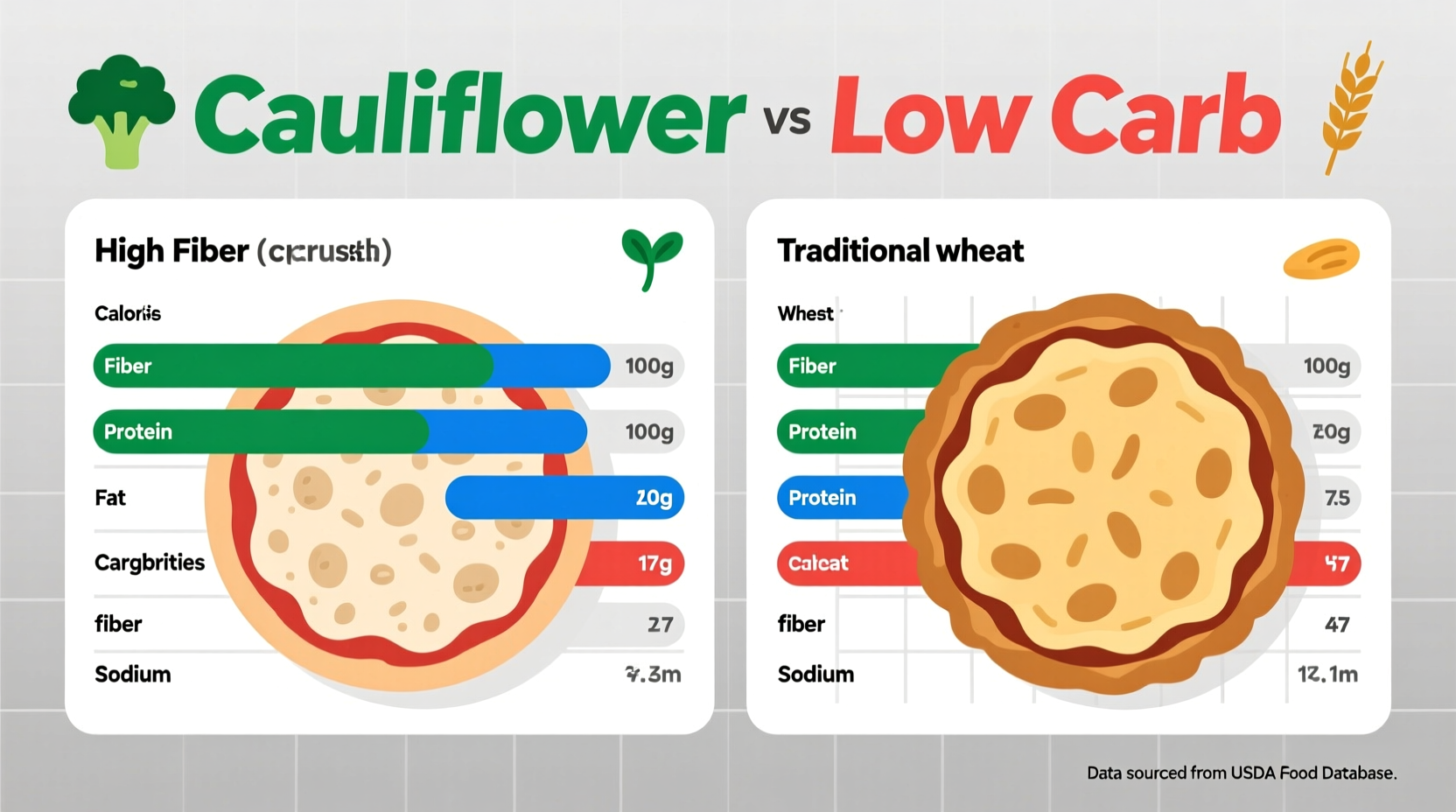 Cauliflower pizza crust nutrition comparison chart