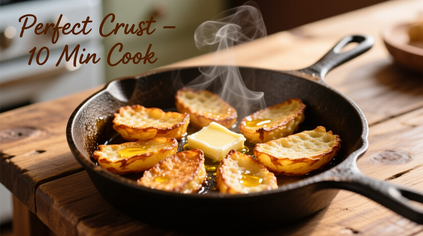 Golden brown hash browns in cast iron skillet