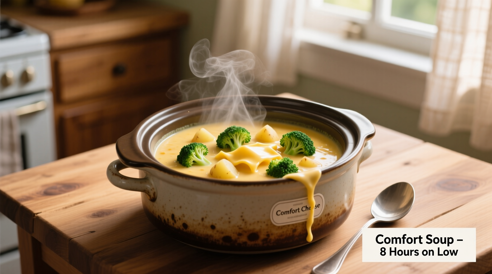 Perfect Slow Cooker Potato Broccoli Cheese Soup Recipe