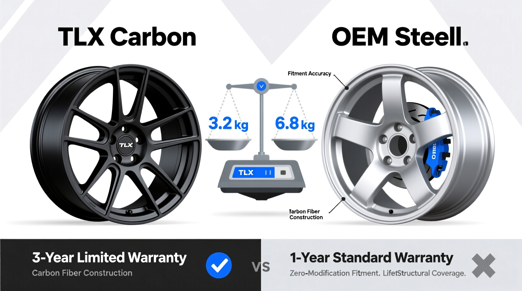 TLX Carbon vs OEM Wheels: Weight, Fitment & Warranty Facts