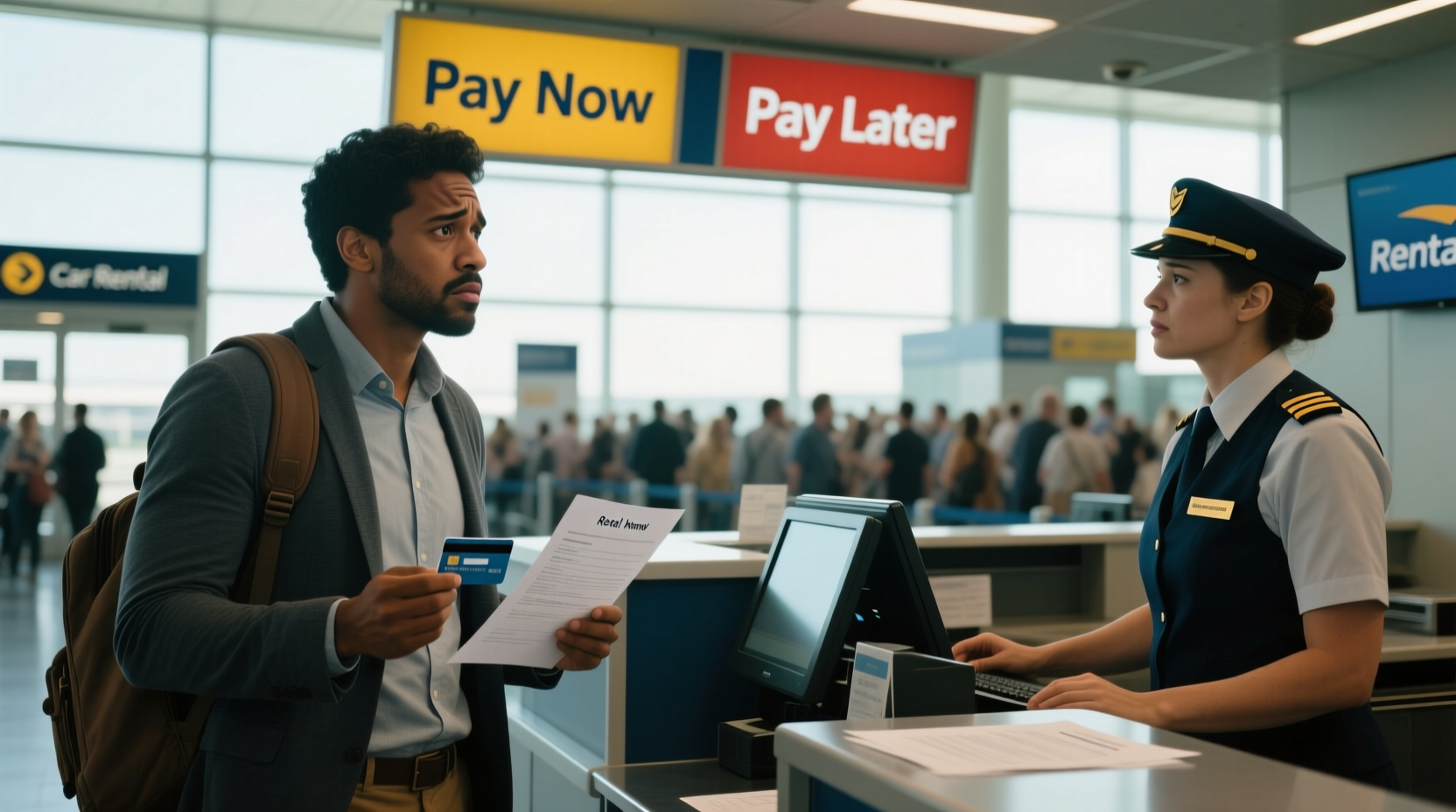 do you pay for a rental car before or after
