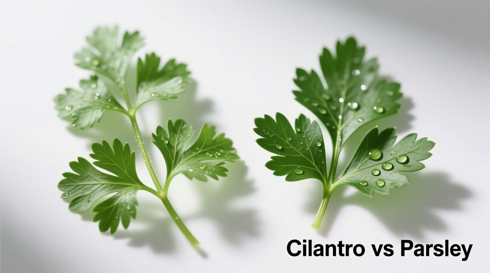 Fresh cilantro and parsley side by side comparison