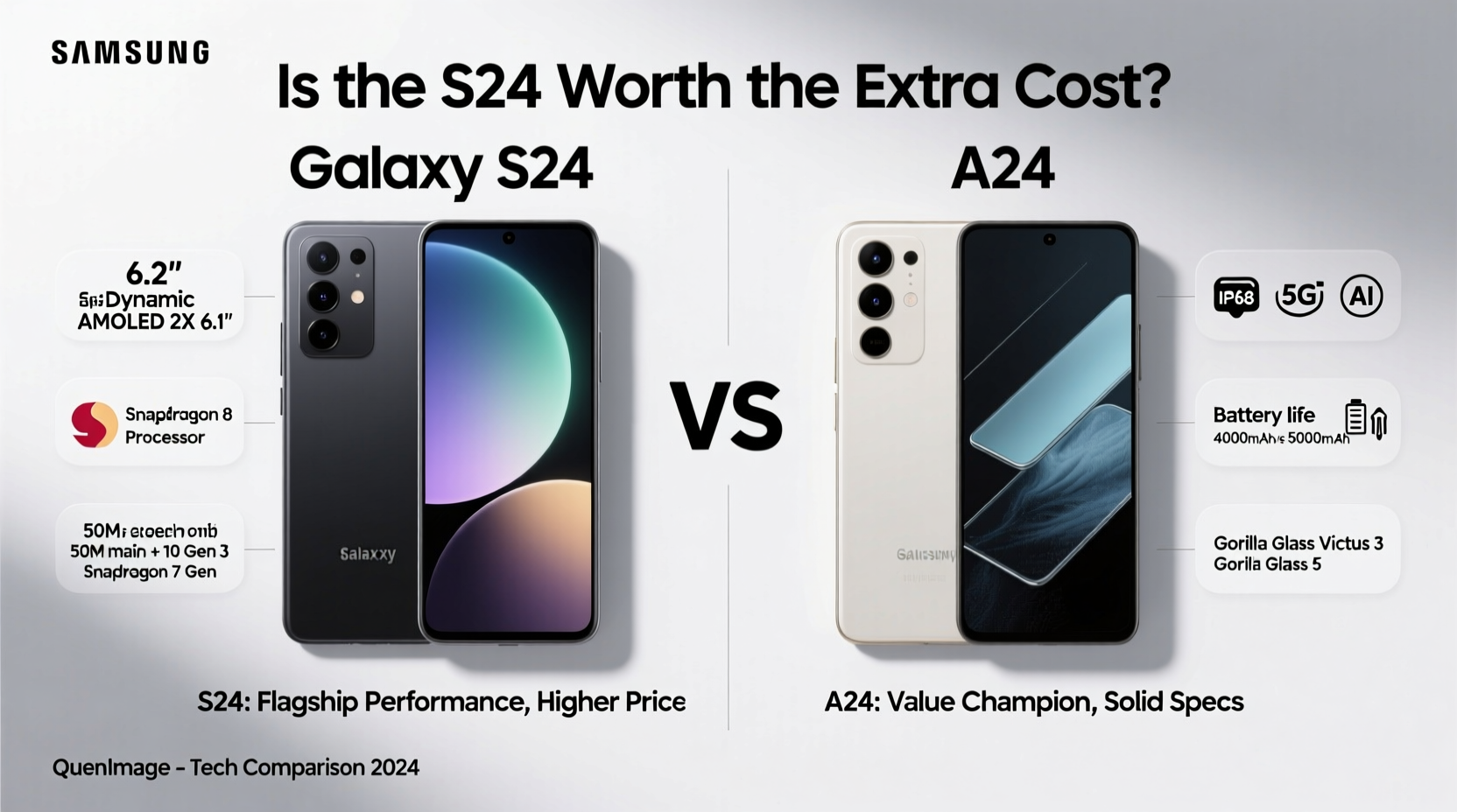samsung s24 vs a24 is the s24 really worth the extra cost what are the key differences