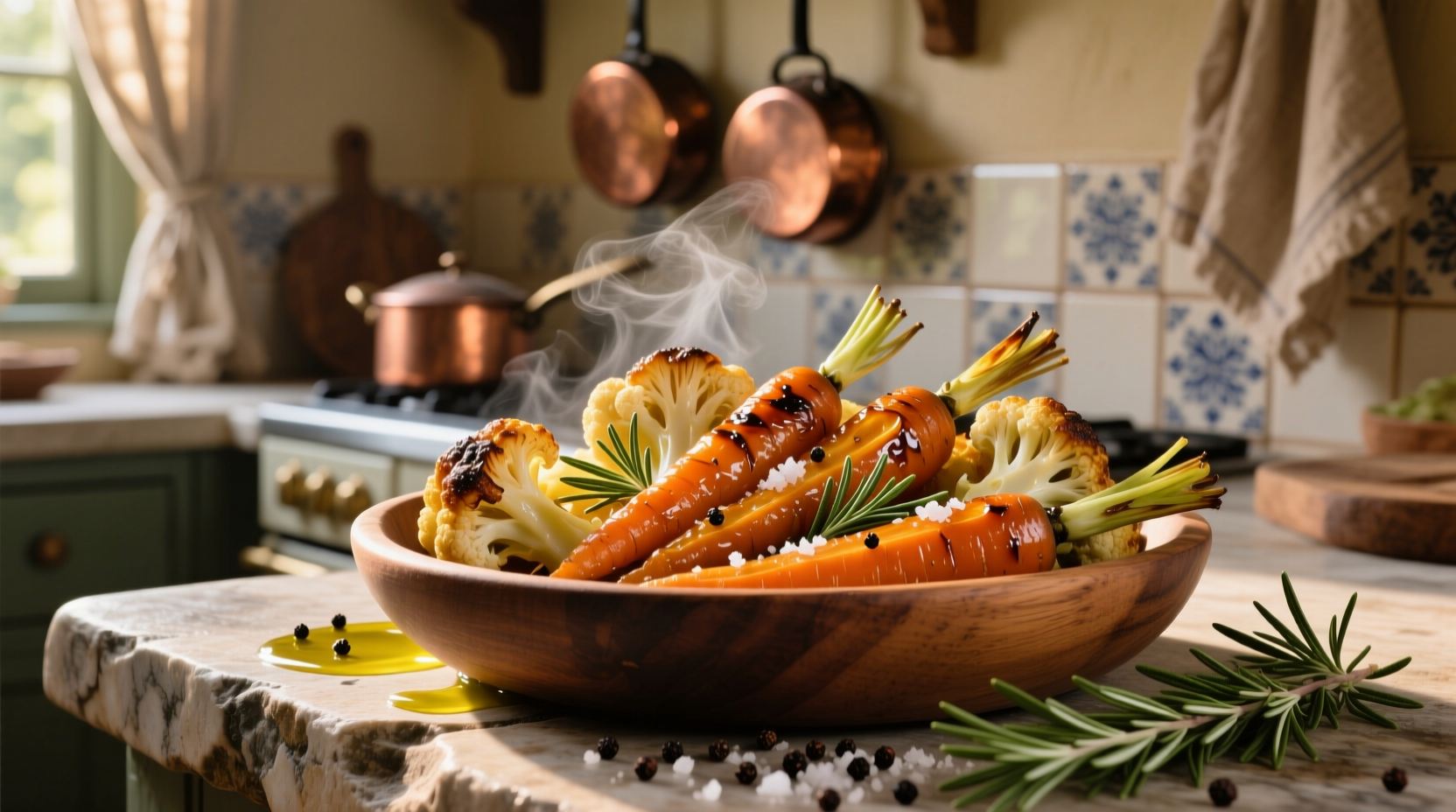 roasted carrots and cauliflower