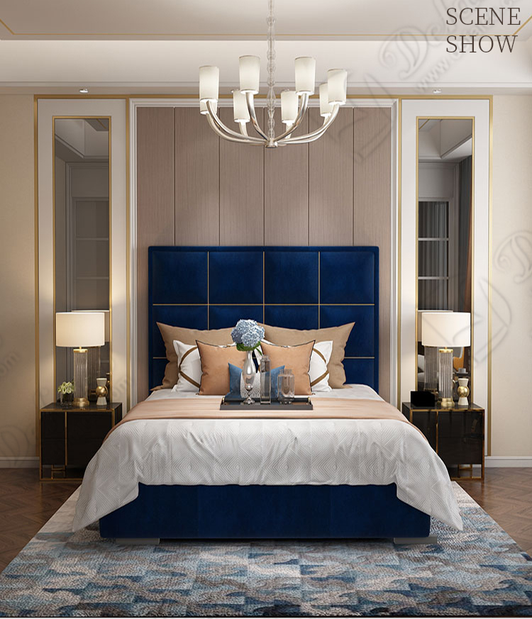 Luxury Modern Dubai Bedroom Furniture Double Velvet Tufted Leather Modern Royal King Italian Bed