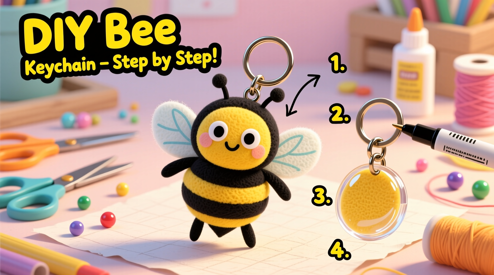 creative diy bee keychain ideas step by step guide to craft your own charm
