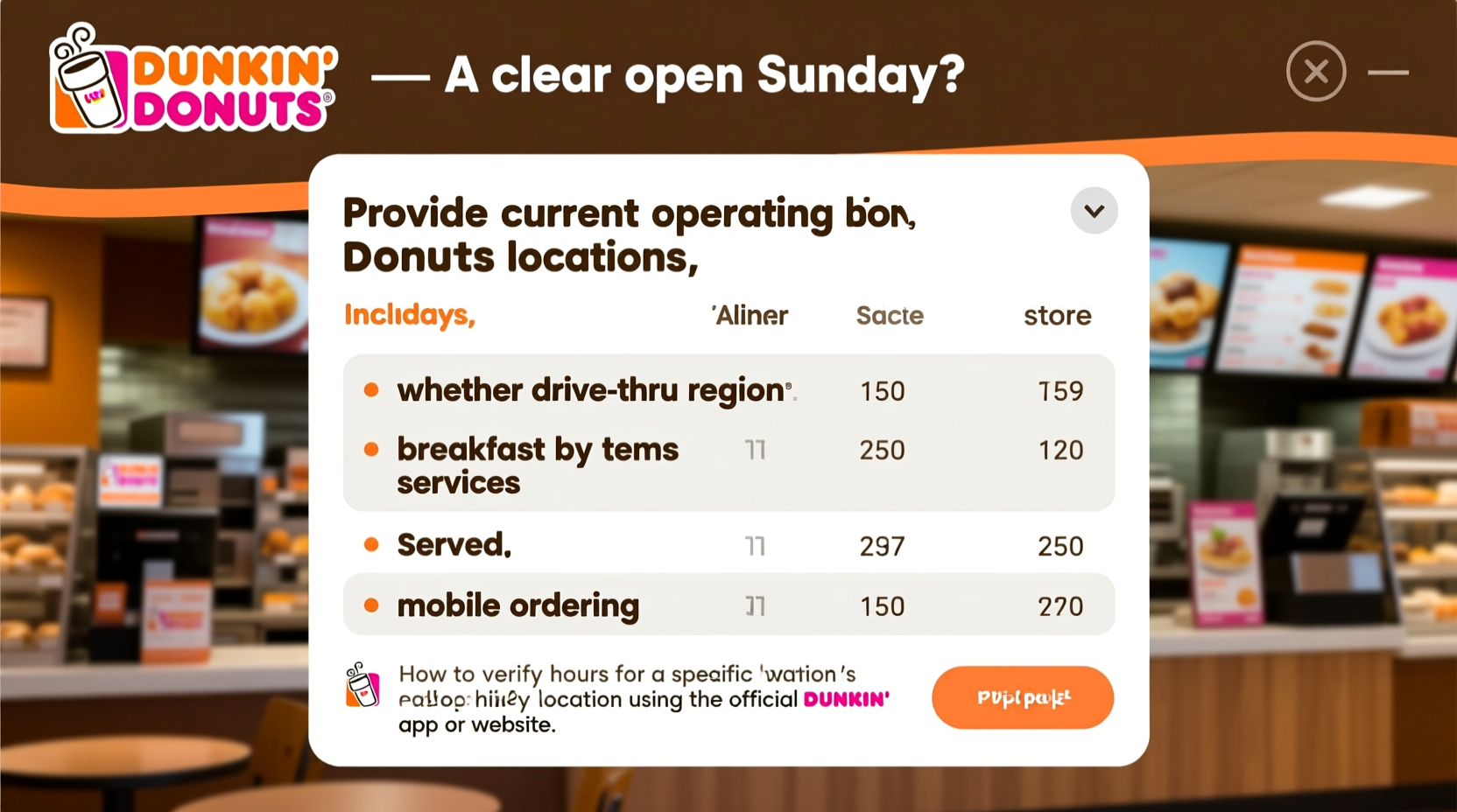 is dunkin donuts open on sunday