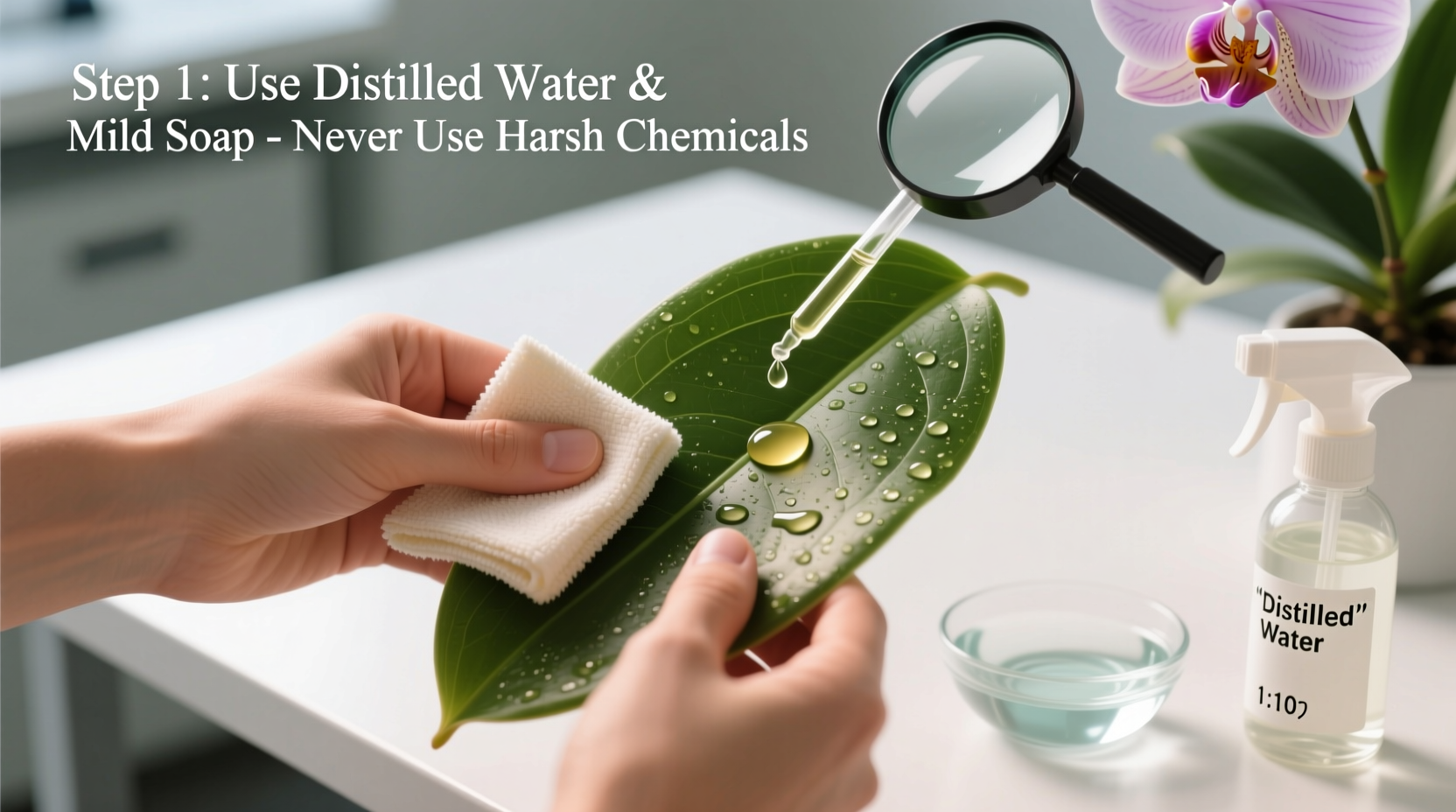 how do you clean orchid leaves