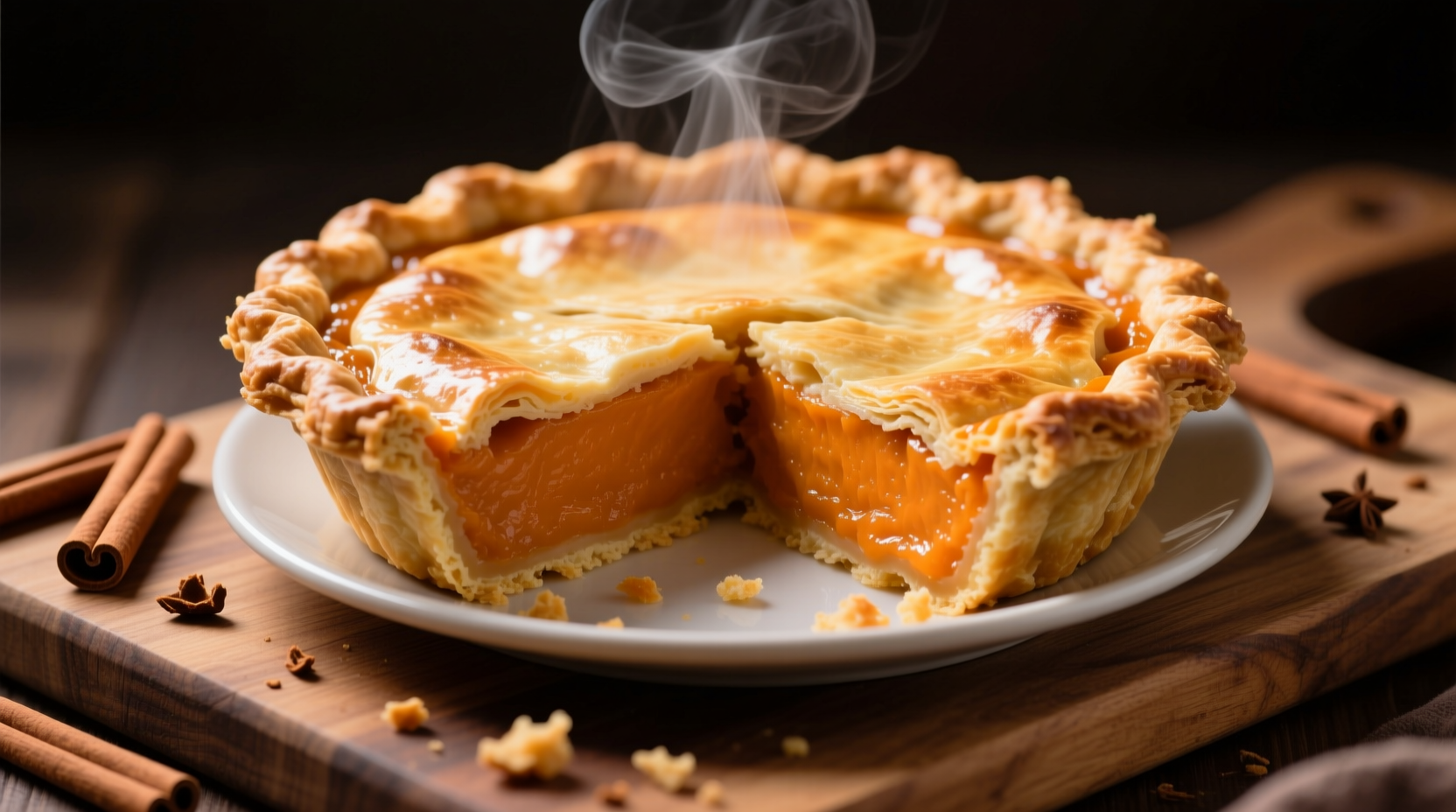 Perfectly baked sweet potato pie with golden crust